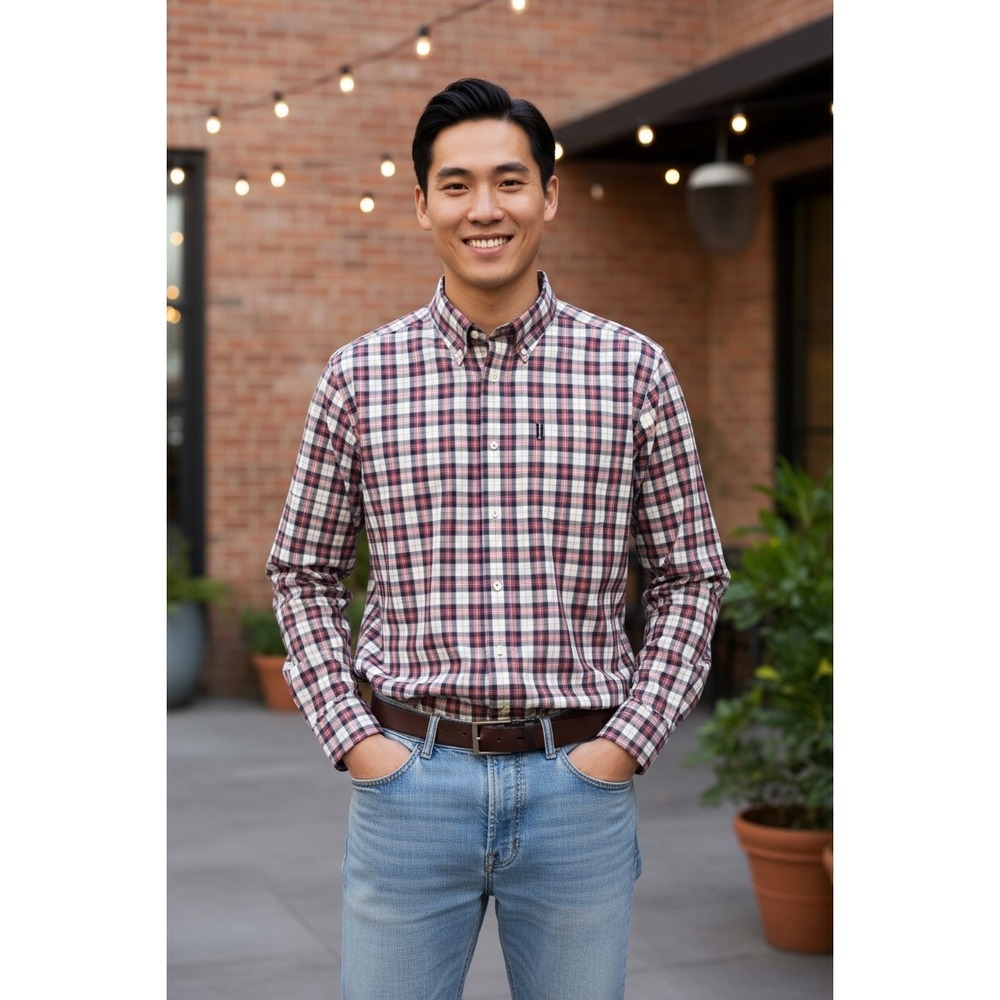 Barbour Men's Highland Check Tailored Fit‎ Button Down Shirt Plaid